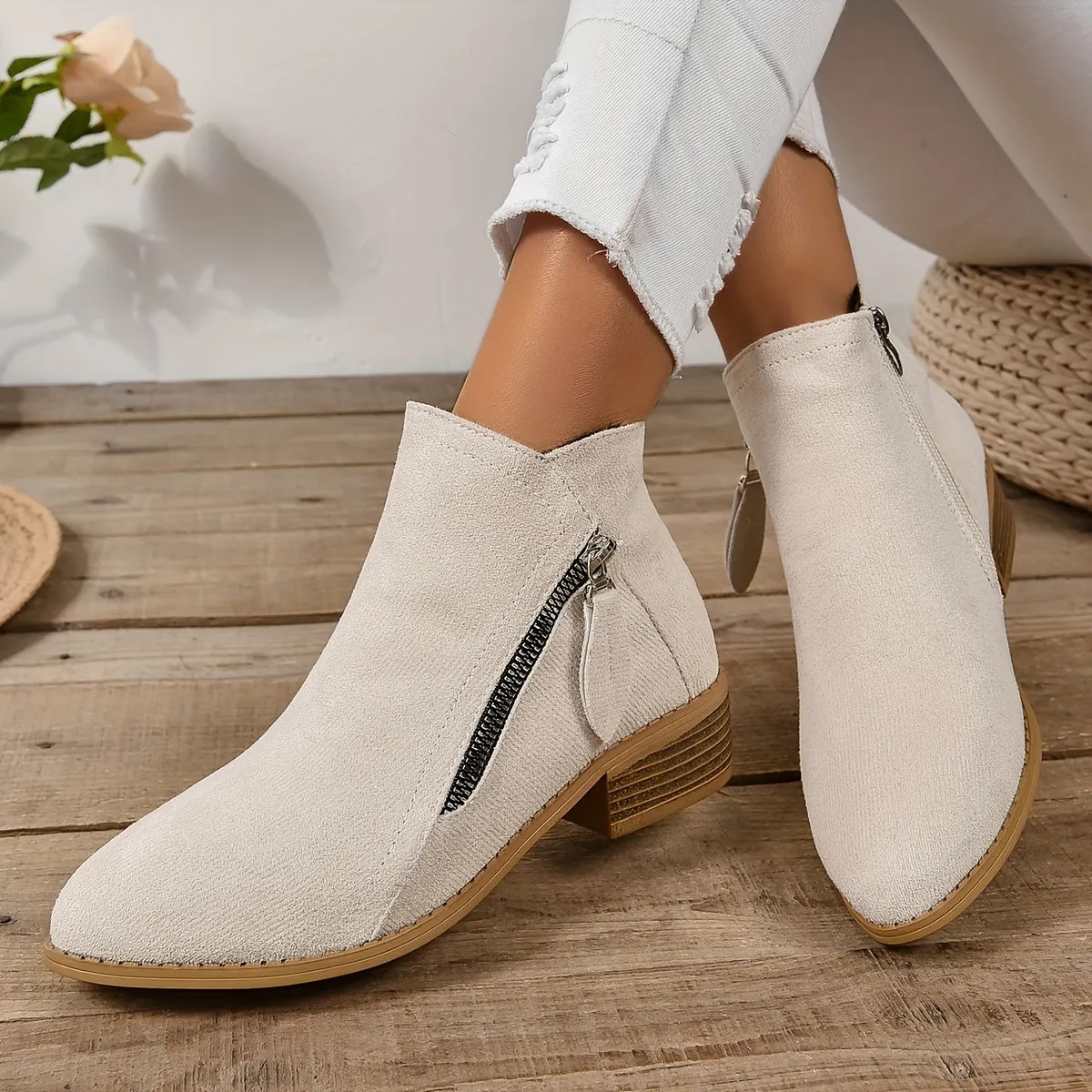 Women Arch Support Warm Suede Leather Winter Snow Ankle Boots