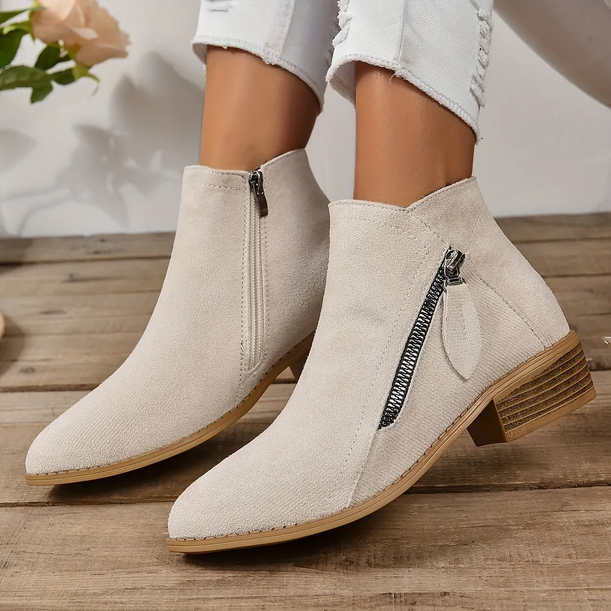 Women Arch Support Warm Suede Leather Winter Snow Ankle Boots