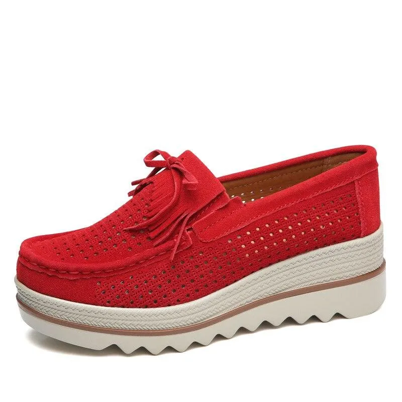 Women Casual Shoes Platform Moccasin Slip On Walking Shoes