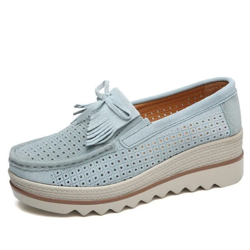 Women Casual Shoes Platform Moccasin Slip On Walking Shoes