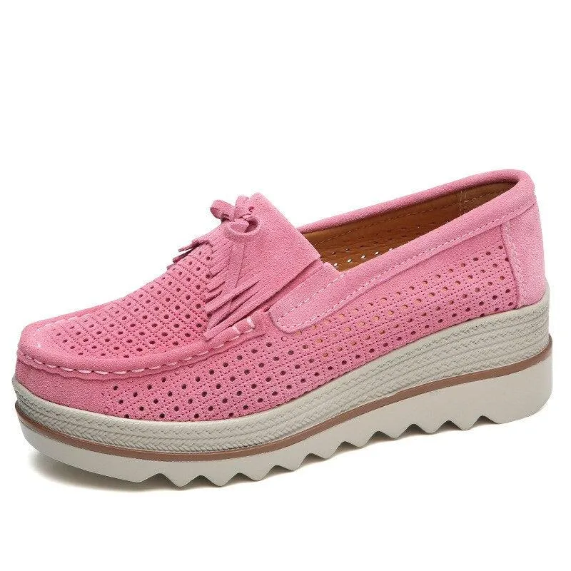 Women Casual Shoes Platform Moccasin Slip On Walking Shoes