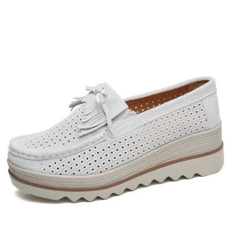 Women Casual Shoes Platform Moccasin Slip On Walking Shoes