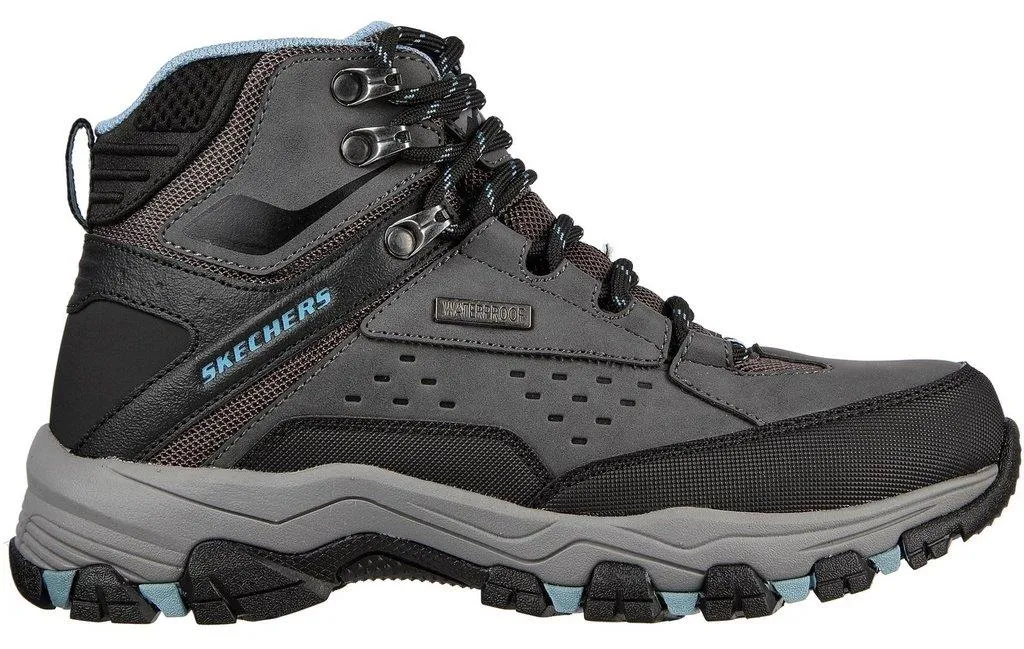 Women's Wide Fit Skechers 158257 Selmen Hiking Waterproof Outdoor Boots - Charcoal/Grey